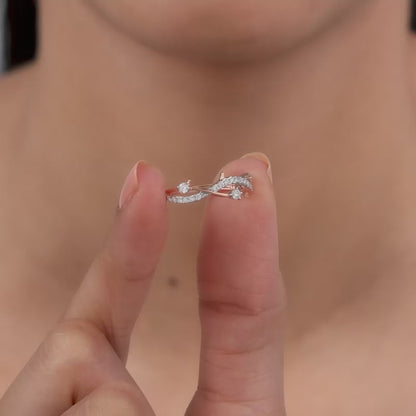 Rose Gold Wavy Lab Grown Diamond Ring