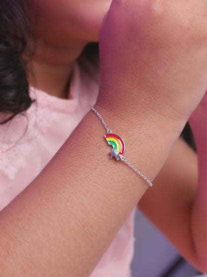 Silver Rainbow Hug Kids Bracelet (2 - 8 years)