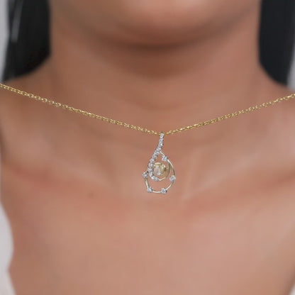 Gold Lustre Waves Lab Grown Diamond Pendant