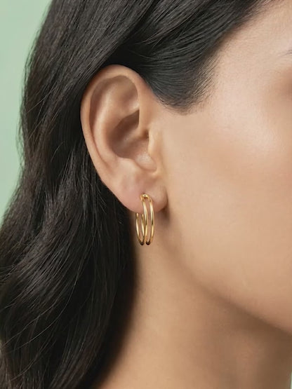 Golden Glamorous J Hoop Earrings