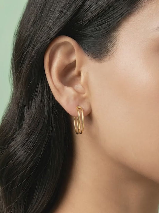 Golden Glamorous J Hoop Earrings