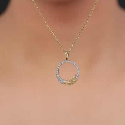 Gold Enchanted Foliage Lab Grown Diamond Pendant