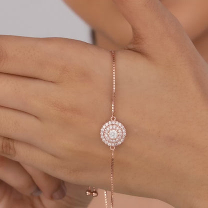 Rose Gold Circle of Zircon Bracelet