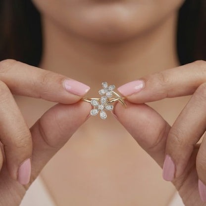 Gold Double Bloom Lab Grown Diamond Ring (Size 12)