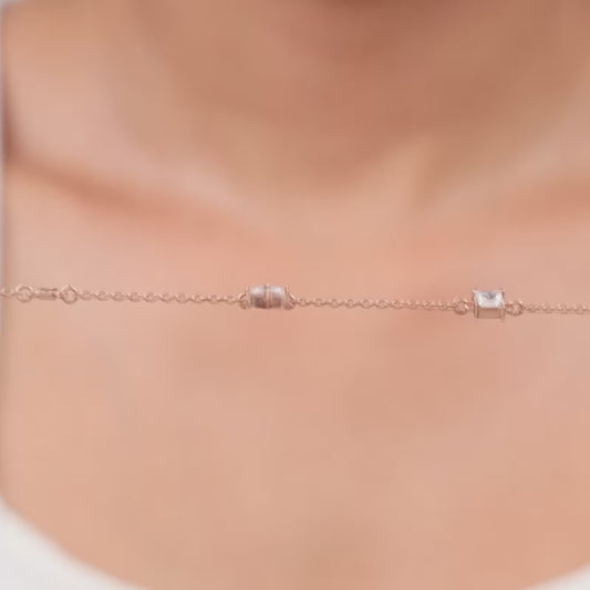Rose Gold Gometric Charm Necklace