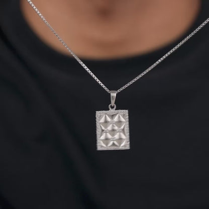 Silver Crystal Core Pendant With Box Chain For Him
