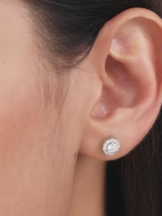 Silver Zircon Studded Elegant Stud Earrings