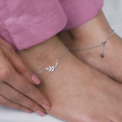 Silver Ivy Anklet