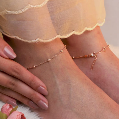 Rose Gold Moon Bead Anklet