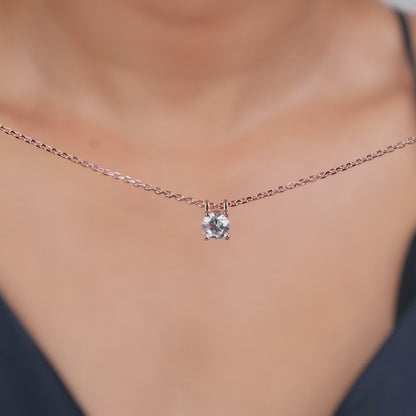 Rose Gold Solitaire Gleam Pendant With Link Chain