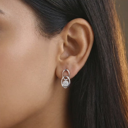 Silver Charming Oval Earrings
