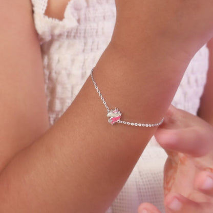 Silver Enchanting Unicorn Kids Bracelet (2 - 8 Years)