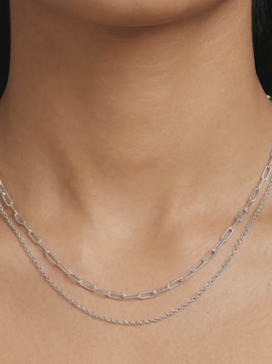 Silver Dual Layer Sparkle Necklace