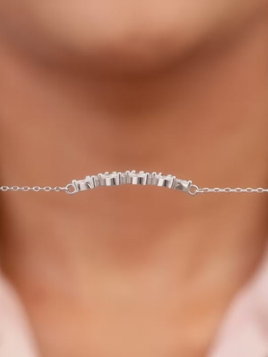 Silver Zircon Ferns Bracelet