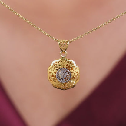 Dual Tone Floria Silver Pendant With Link Chain