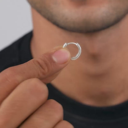 Oxidised Silver Huggie Hoop Earring for Him