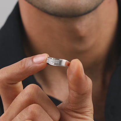 Silver Shimmer Wave Ring For Him