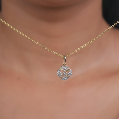 Gold Quiet Flower Lab Grown Diamond Pendant