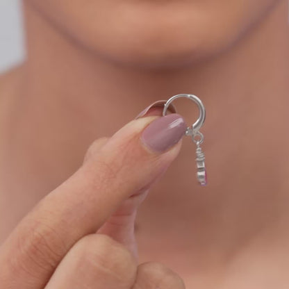 Silver Cherry Red Kids Hoop Earrings