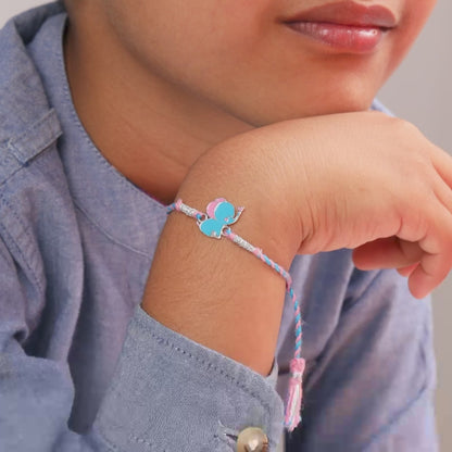 Silver Cute Haathi Kids Rakhi