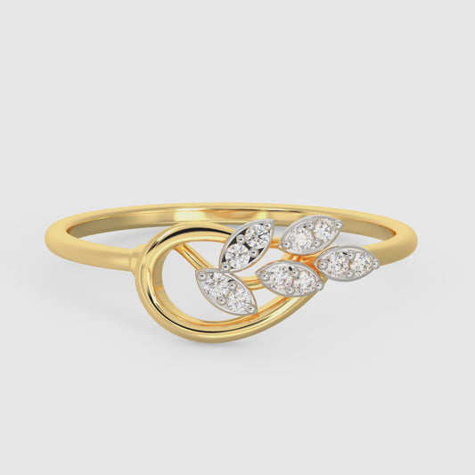 Gold Lush Leaves Diamond Ring (Size 12)