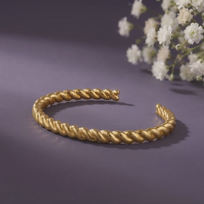 Golden Helix Twist Cuff Bracelet