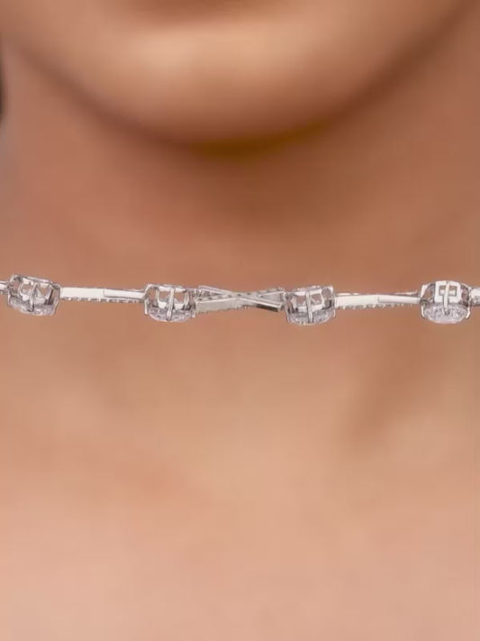 Silver Zircon Excess Necklace