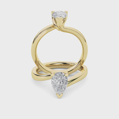 Gold Pear Solitaire Diamond Ring