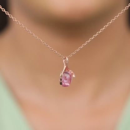 Rose Gold Blush Heart Pendant With Link Chain