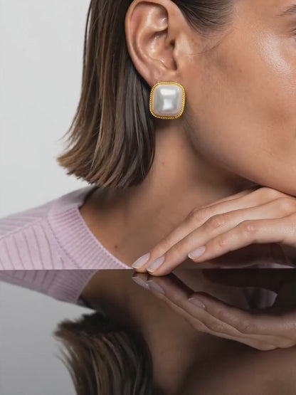 IXIA by GIVA No Curve Pearl Gold Plated Earrings