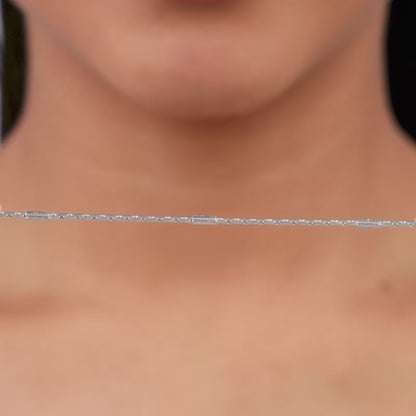 Silver Anchor with Bar Design Chain