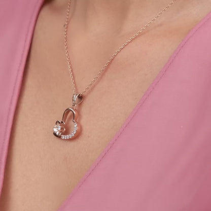 Rose Gold Love Blossom Pendant With Link Chain
