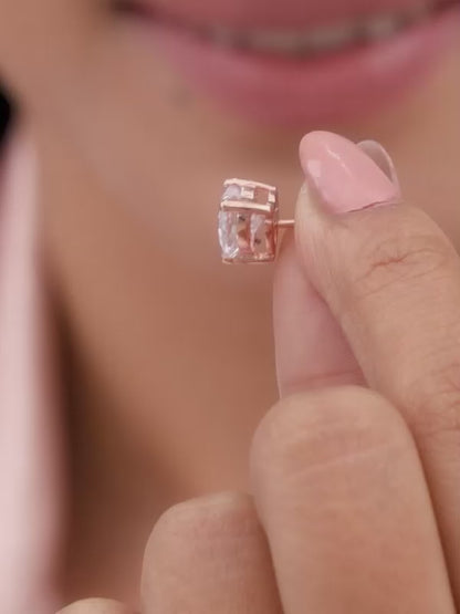 Rose Gold Solitaire Heart Studs
