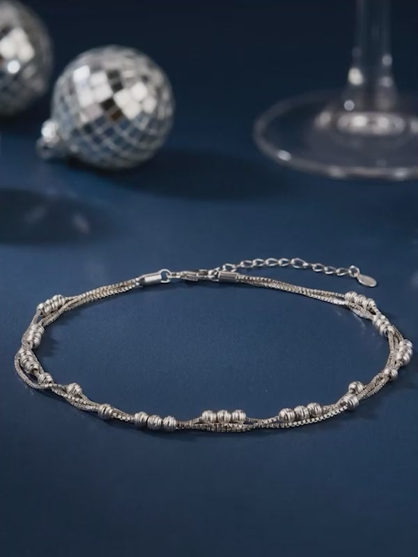 Silver Silence Layered Anklet