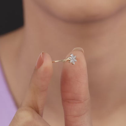 Gold Blooming Jasmine Diamond Ring