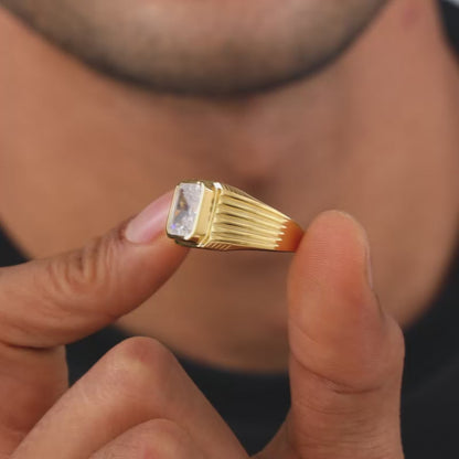 Golden Zircon Glory Ring For Him
