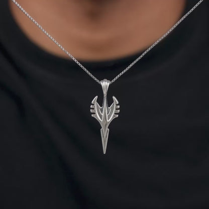 Oxidised Silver Phantom Edge Pendant With Box Chain For Him