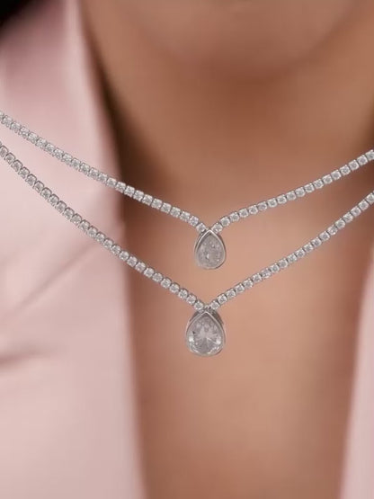 Silver Layered Drop necklace