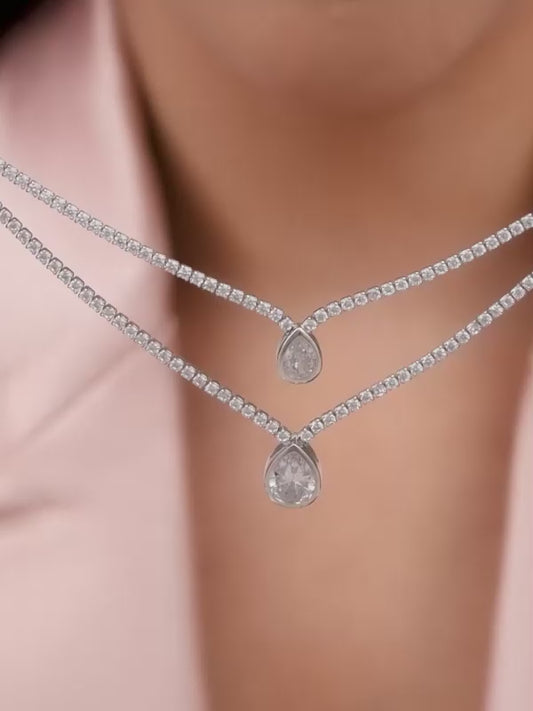 Silver Layered Drop necklace