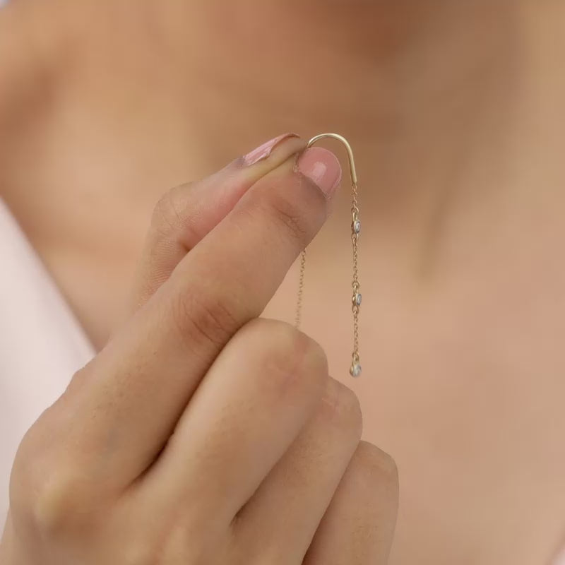 Gold Kaunis Diamond Sui Dhaga Earrings - view 9