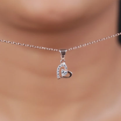 Rose Gold Heart Glow Pendant with Link Chain