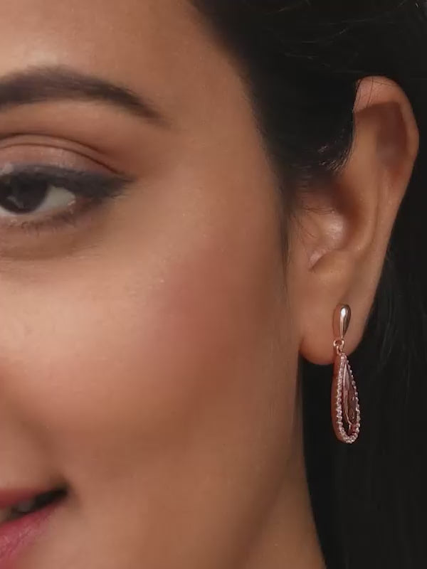 Rose Gold Intricate Teardrop Earrings