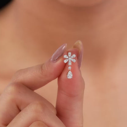 Rose Gold Floral Petal Lab Grown Diamond Earrings