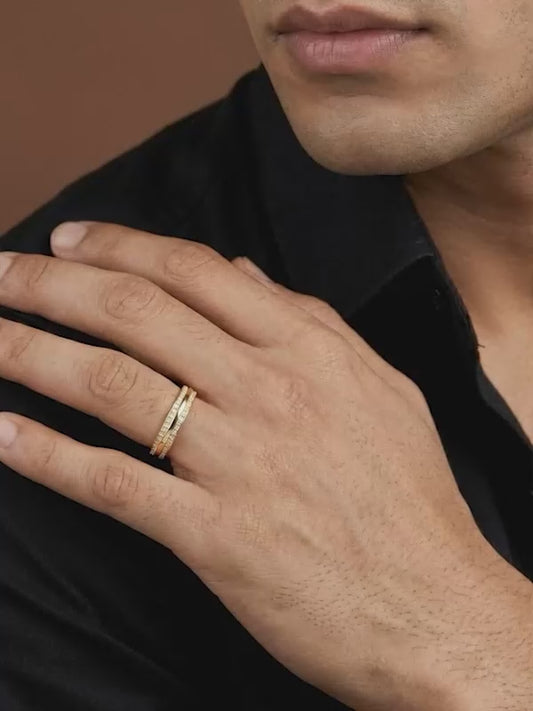 Golden Bold Fate Ring For Him (Size 20)