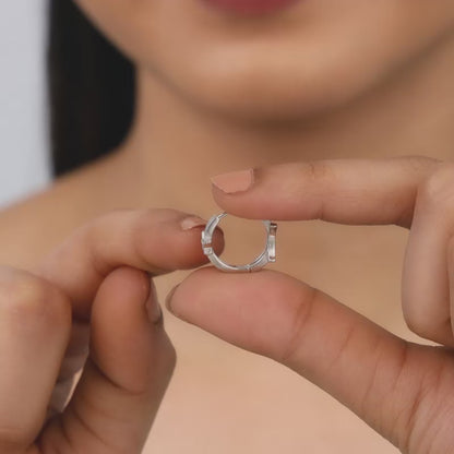 Silver Half Moon Hoop Earrings