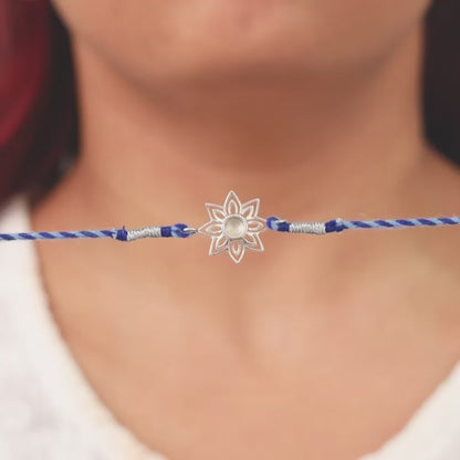 Silver Bloom Evil Eye Rakhi