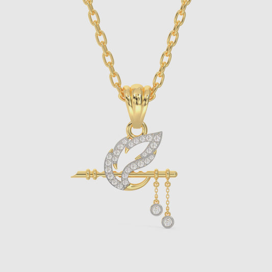 Gold Kanha's Flute Diamond Pendant