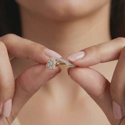 Gold Flower Lab Grown Diamond Ring (Size 12)