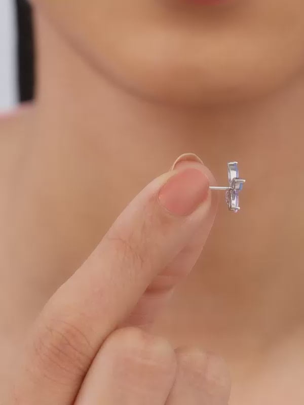 Silver Blue Butterfly Studs