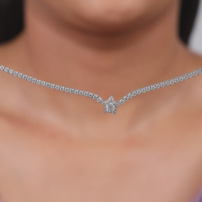 Silver Starry Tennis Necklace